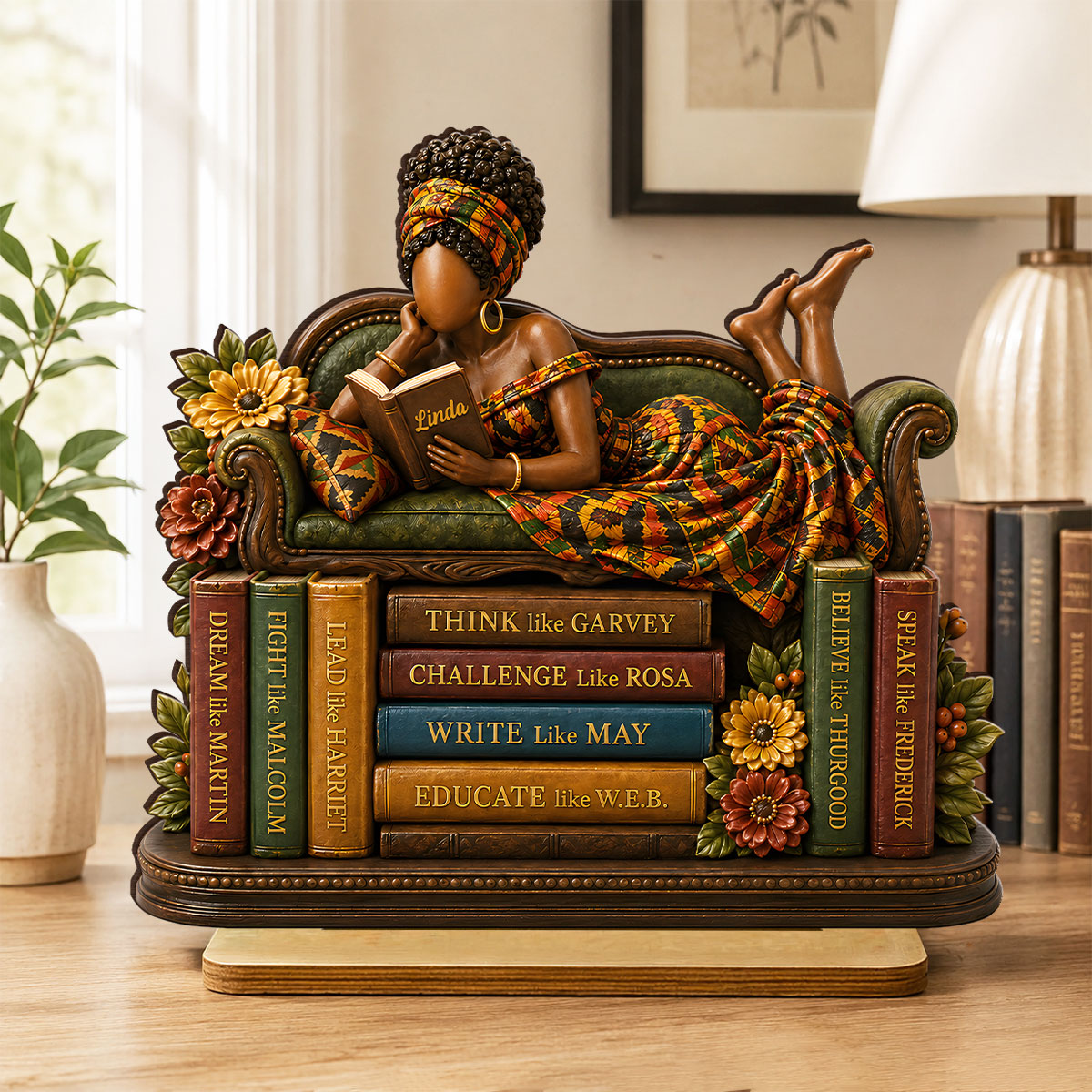 Black History Book Lover - Personalized 2-Layered Wooden Plaque - Custom Book Lover Gift