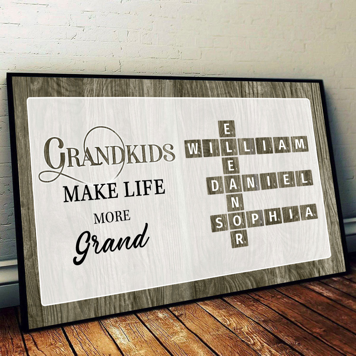Grandkids Make Life More Grand Crossword Puzzle Art, Personalized Poster