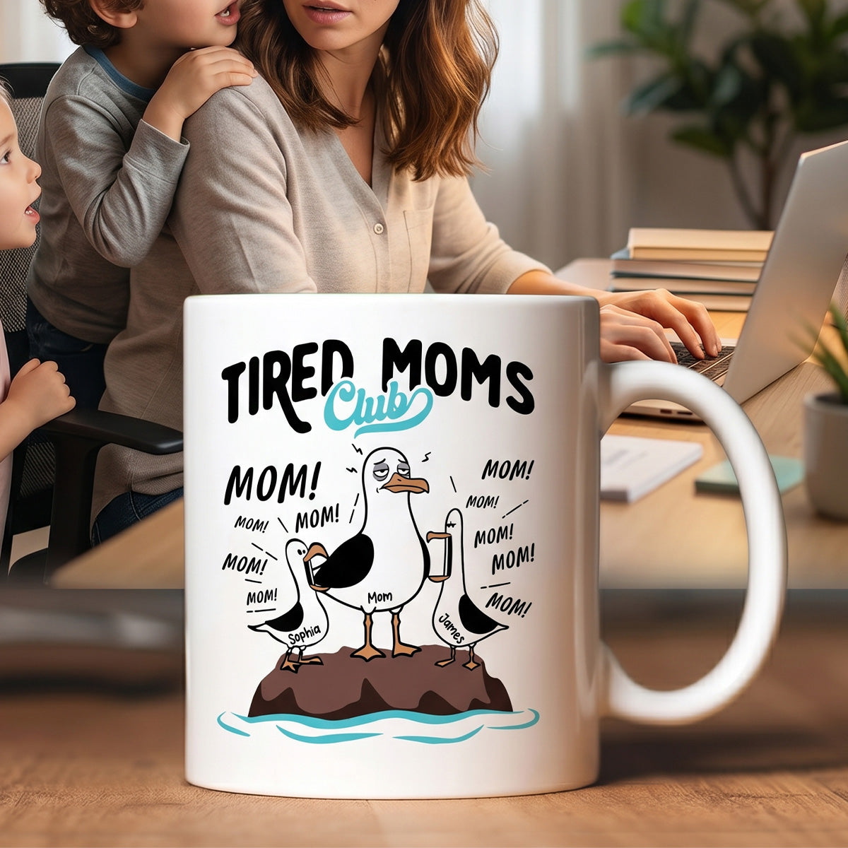 Tired Moms Club Seagull Mom Mom Mom - Personalized Mug - Funny Mother's Day Gift For Mom