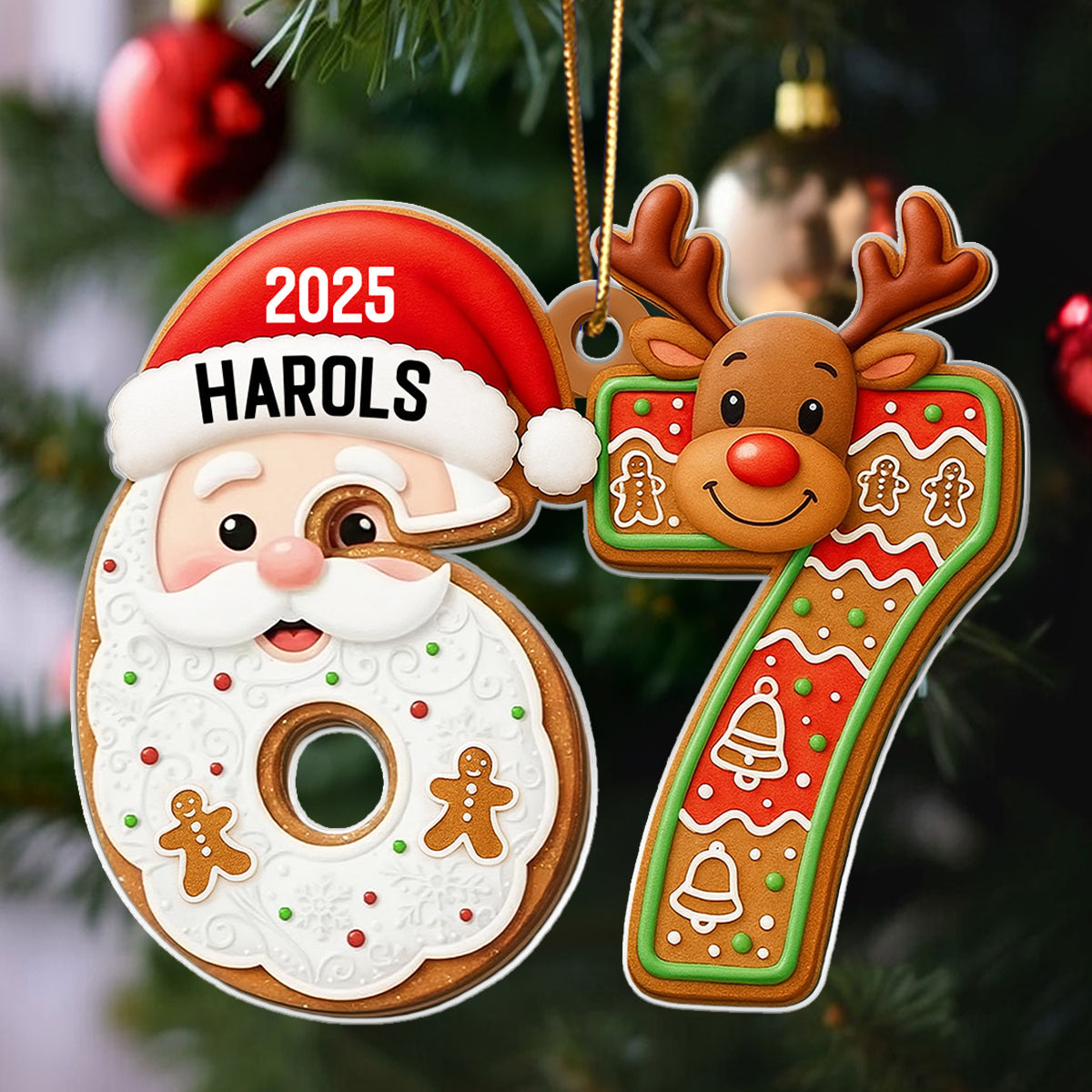 Custom Six Seven Santa Christmas - Personalized Acrylic Ornament - Funny Teen Slang Ornament, Gen Z Teenager Tween Ornament, Christmas Gifts