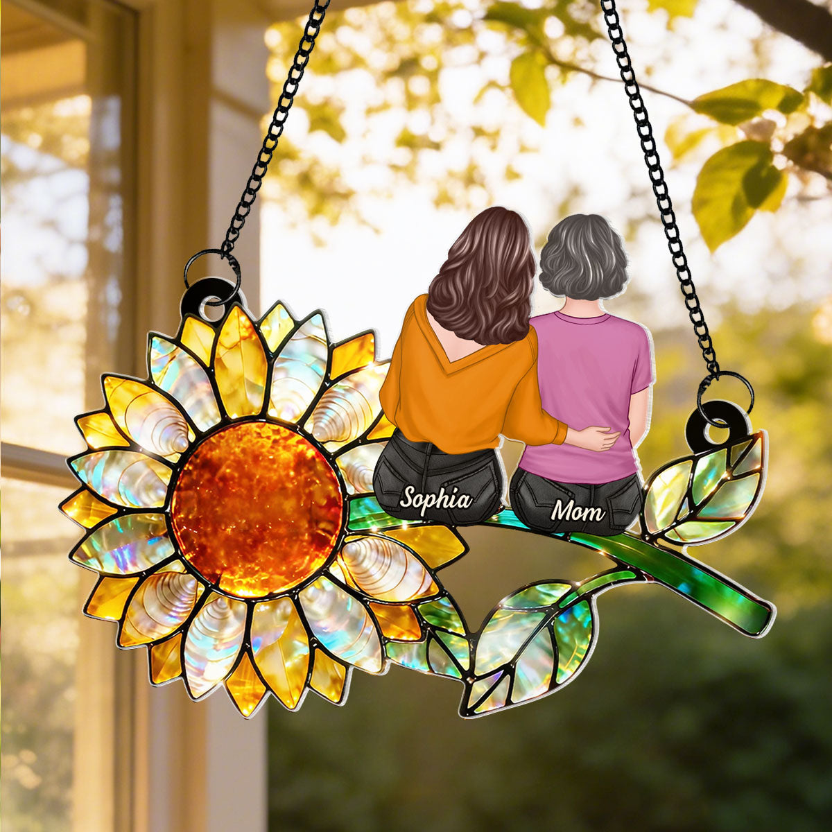 Mother Daughter Sunflower - Personalized Suncatcher - Mother's Day Gift for Mom