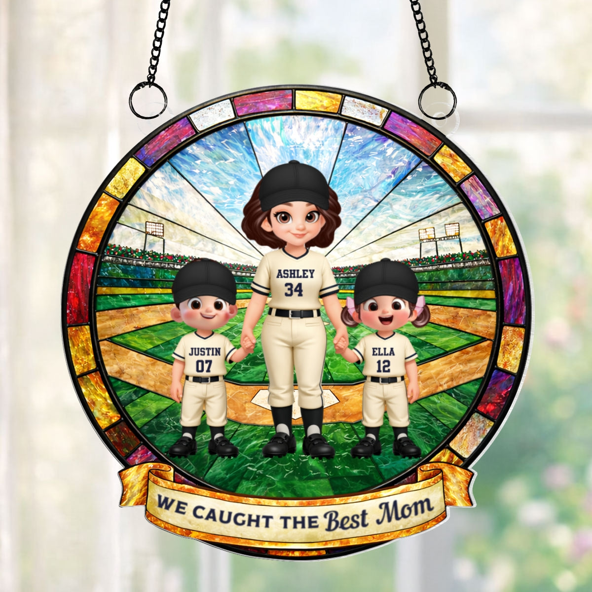 We Caught the Best Baseball Mom - Personalized Suncatcher - Sentimental Mother's Day Gift for Mom, Wife