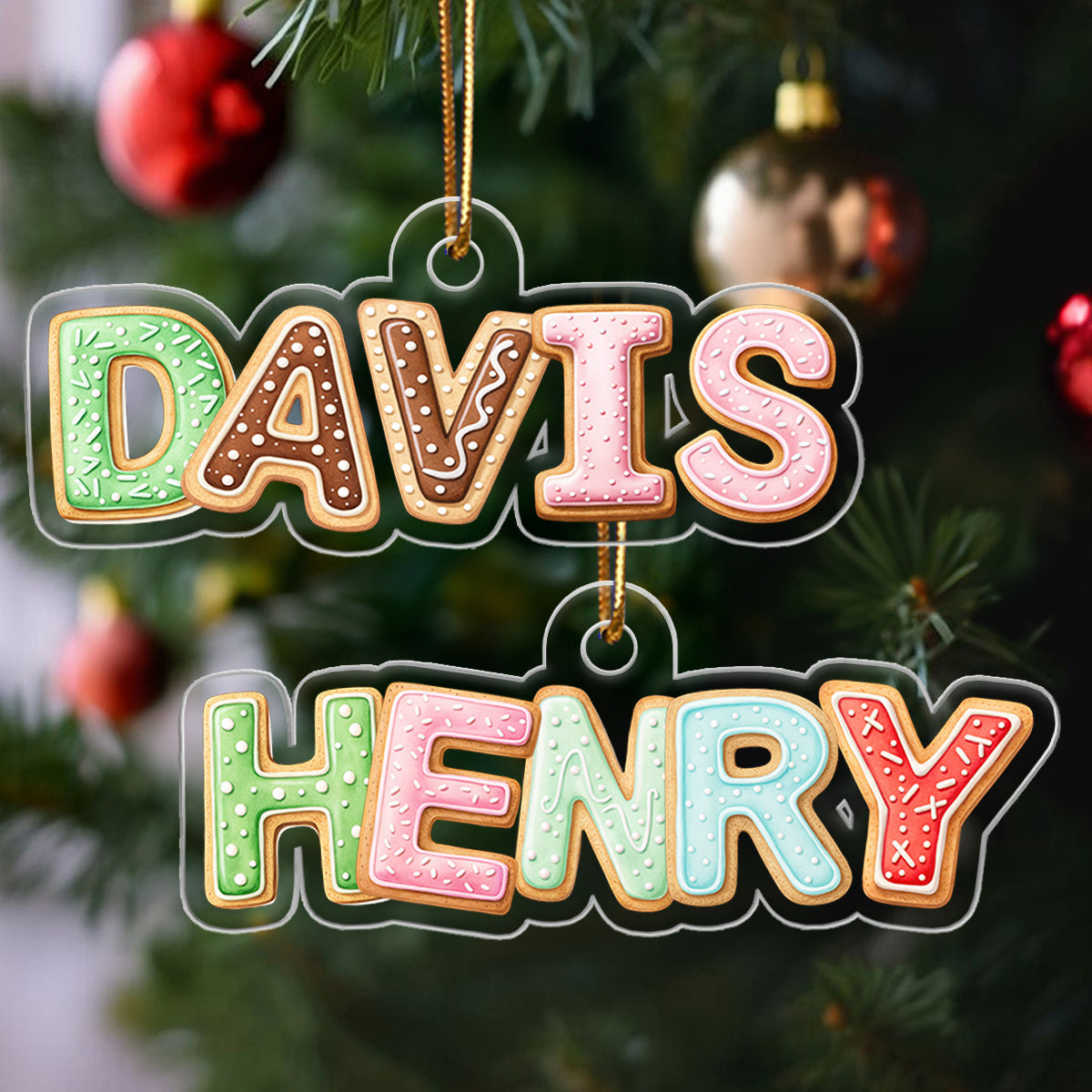 Custom Family Name Cookies Alphabet - Personalized Acrylic Ornament - Unique Christmas Gift For Family