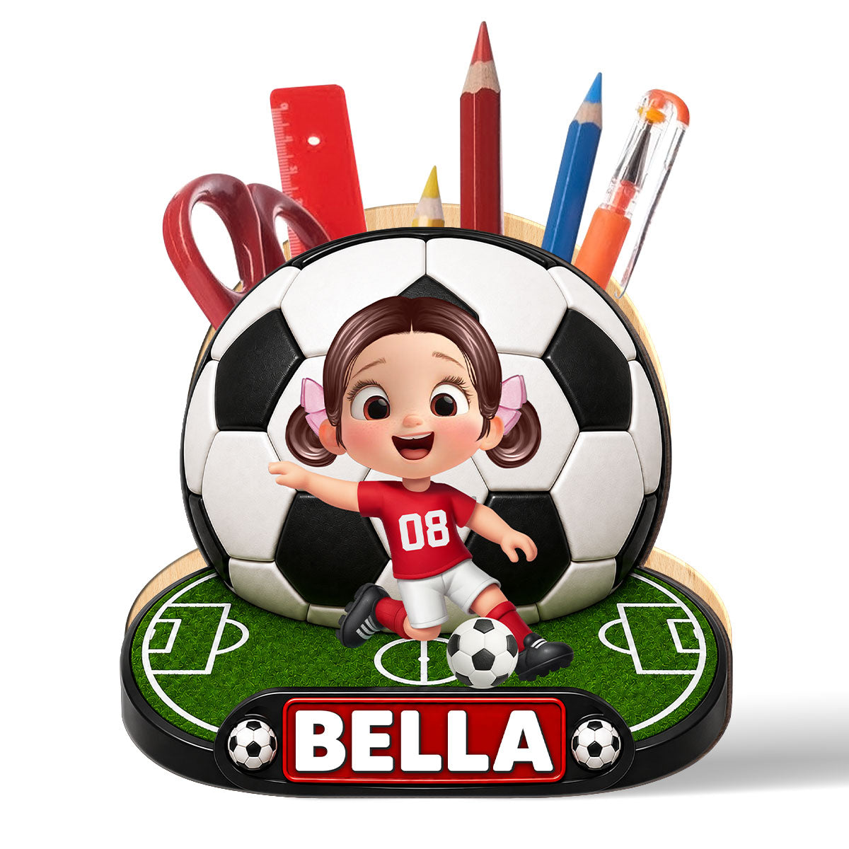 Trending Soccer Kids - Personalized Pencil Holder - Back To School Gift For Kid, Girl, Boy