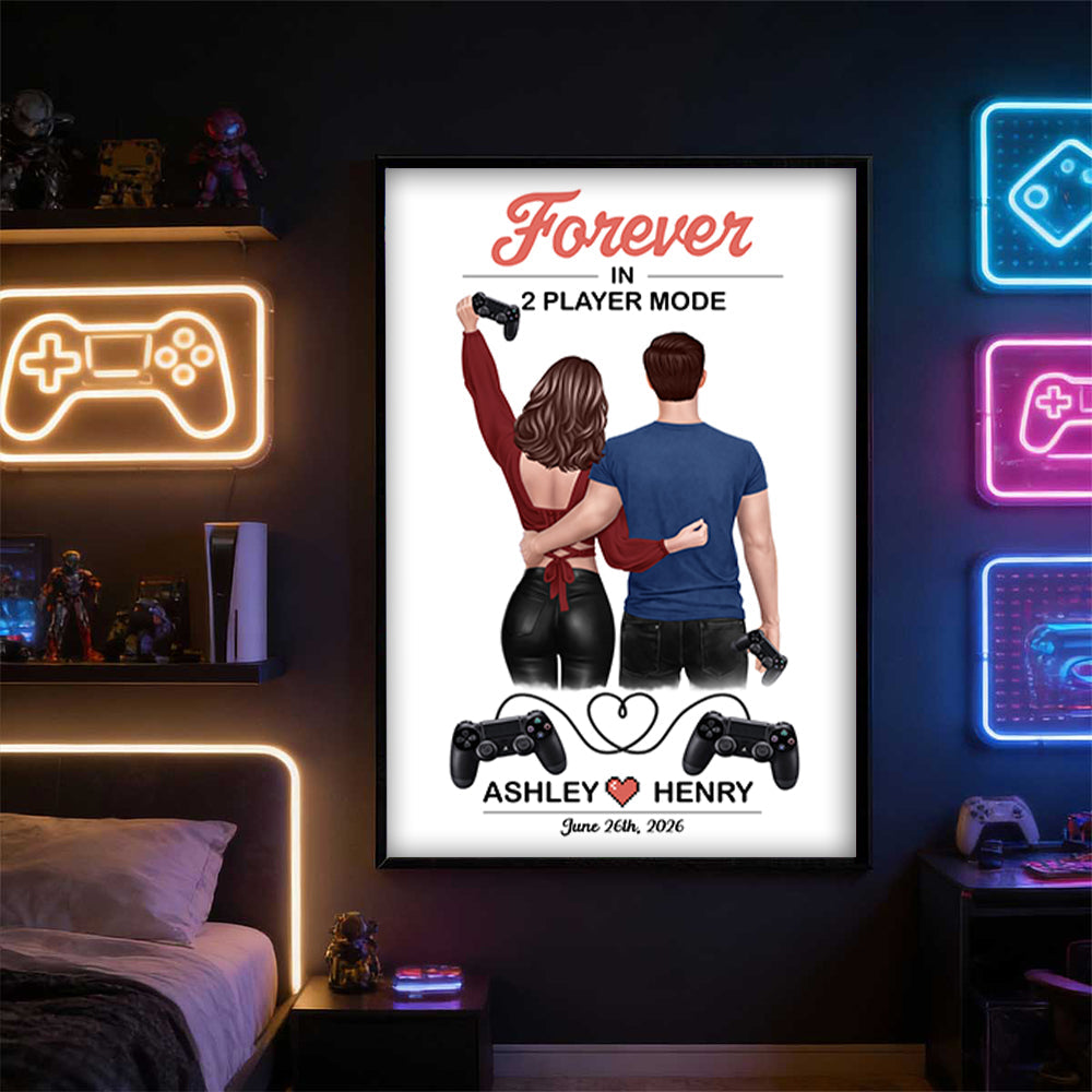 Forever in 2 Player Mode - Personalized Poster - Custom Gaming Gift for him, for her