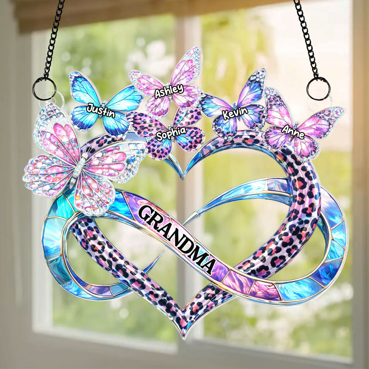 Mom Grandma Heart Infinity - Personalized Suncatcher - Sentimental Mother's Day Gift for Grandma, Mom, Wife