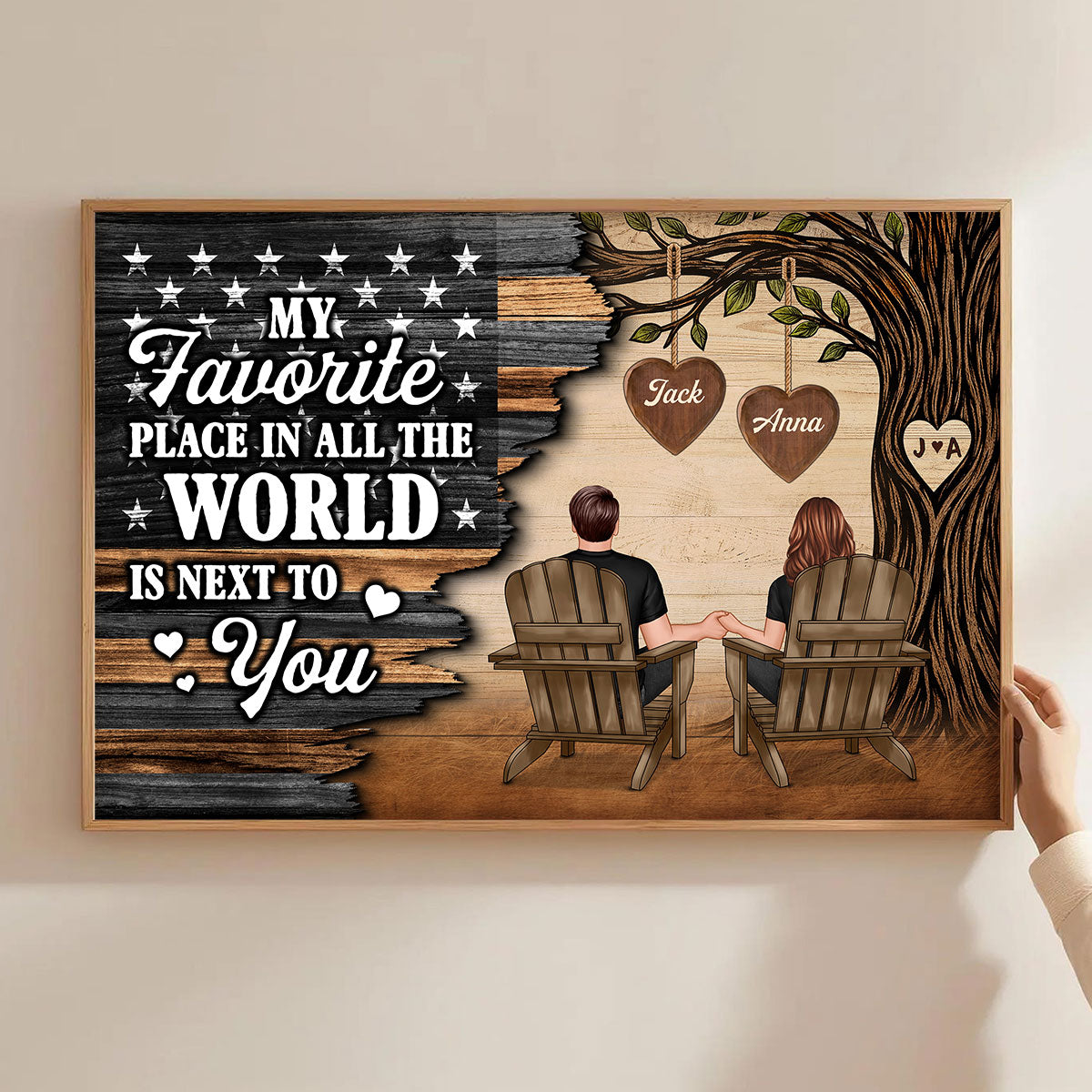 Forever Love Couple Under Tree Half Nation Flag - Personalized Poster - Valentine's Day Gift For Couple