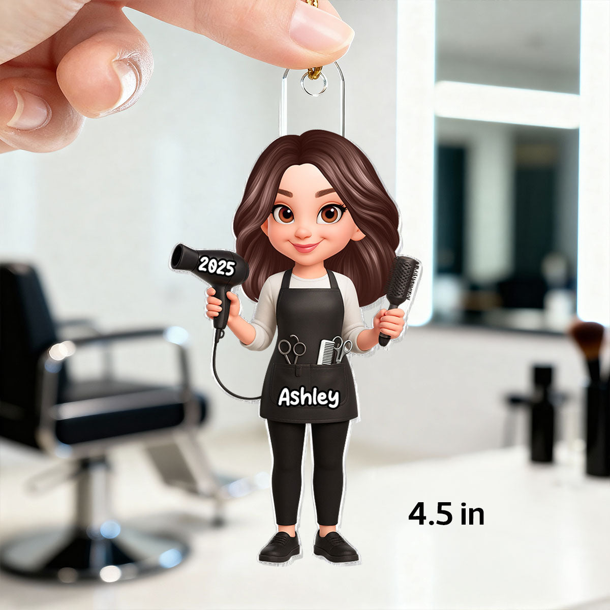 3D Effect Christmas Hairdresser Man Woman - Personalized Acrylic Ornament - Gift For Hairdressers