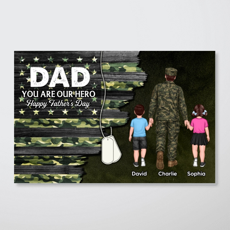Army Millitary Half Camouflage Flag Dad - Personalized Poster - Father's Day Gift For Dad