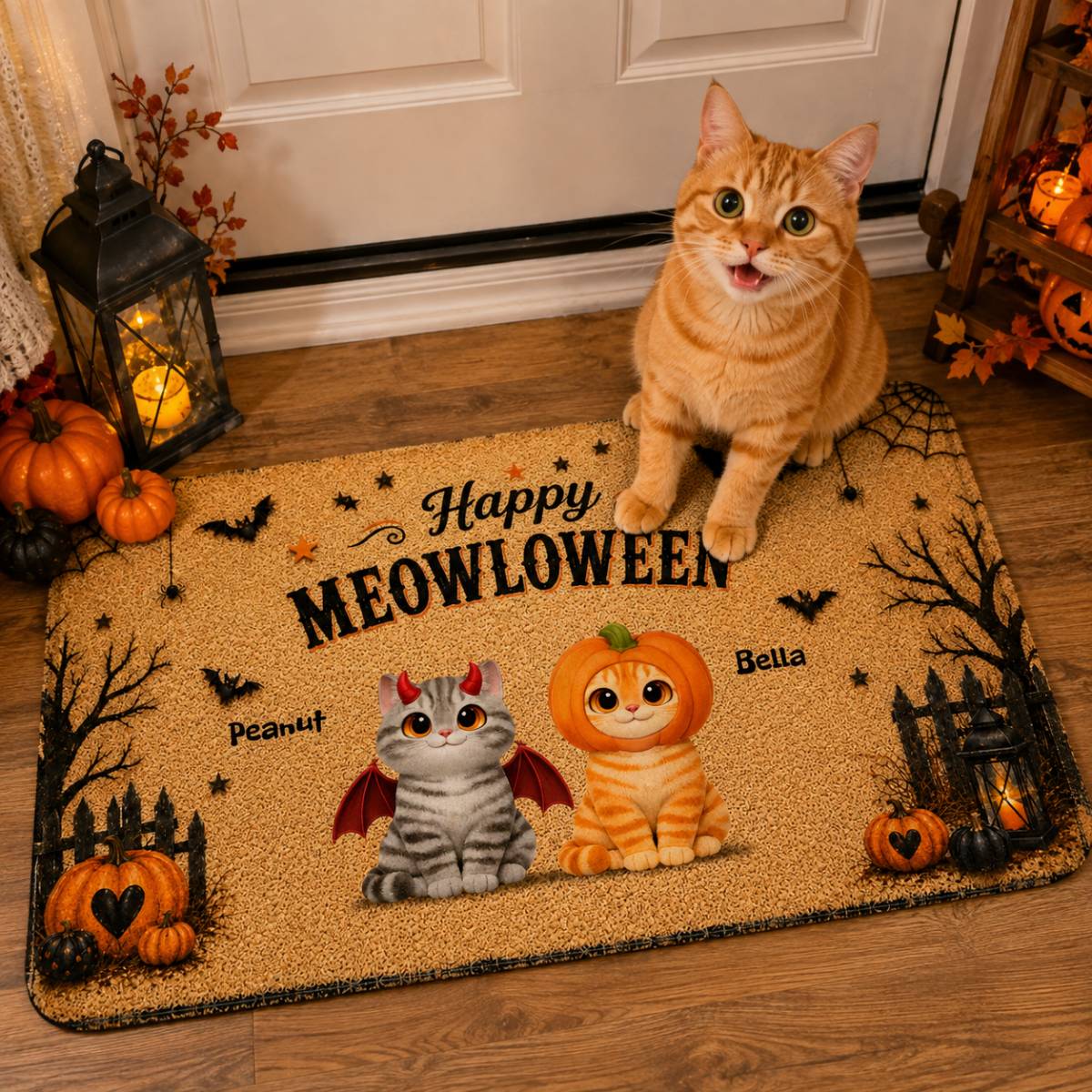 Spooky Halloween Beware of Little Cats Meownsters - Personalized Doormat - Halloween Gift For Cat Lovers, Halloween Decor
