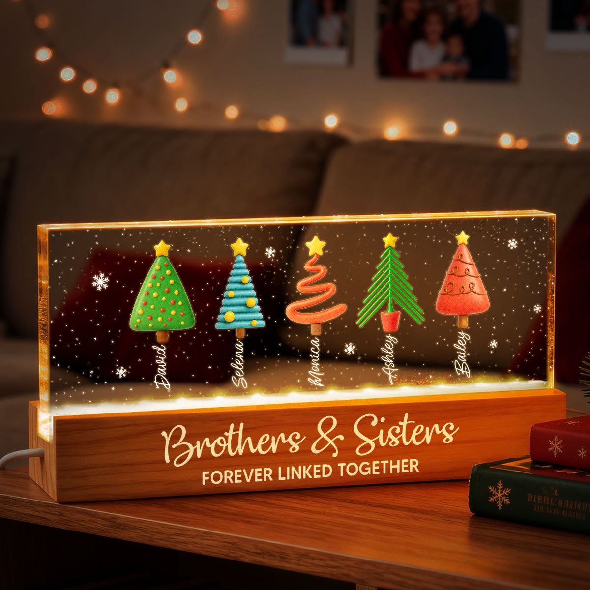 Brothers & Sisters Forever Linked Together - Personalized LED Night Light - Unique Christmas Gift For Brothers, Sisters, Siblings