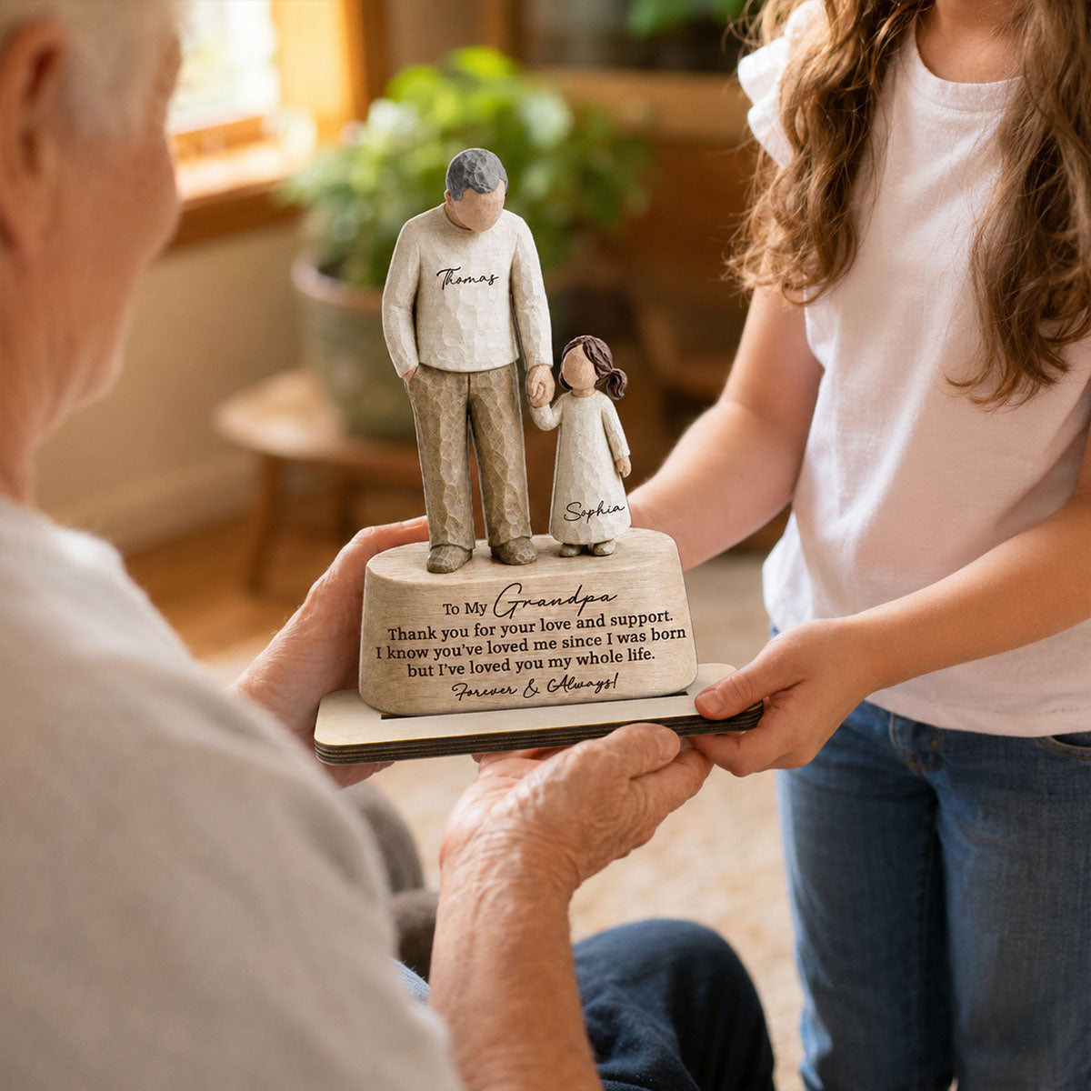 I've Loved You My Whole Life Grandpa & Grandkid 2D Flat Printed - Personalized 2-Layered Wooden Plaque - Sentimental  Gift For Grandpa