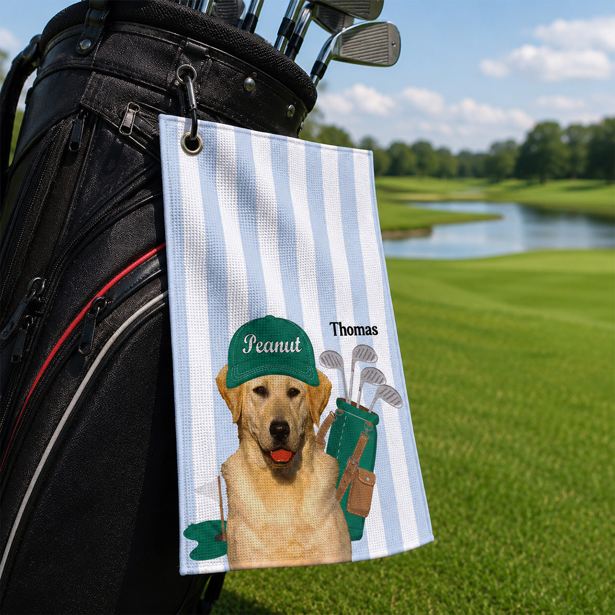 Dog Lover Golf Caddy Custom Pet Photo - Personalized Golf Towel - Father's Day Gift For Dog Lover