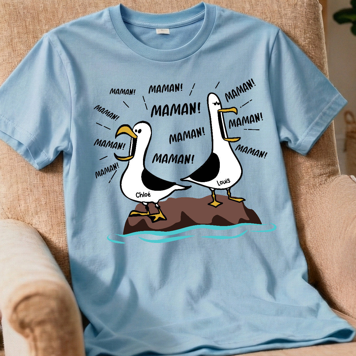 Mouettes Maman! Maman! Maman! – T-shirt Personnalisé – Cadeau Rigolo pour la Fête des Mères