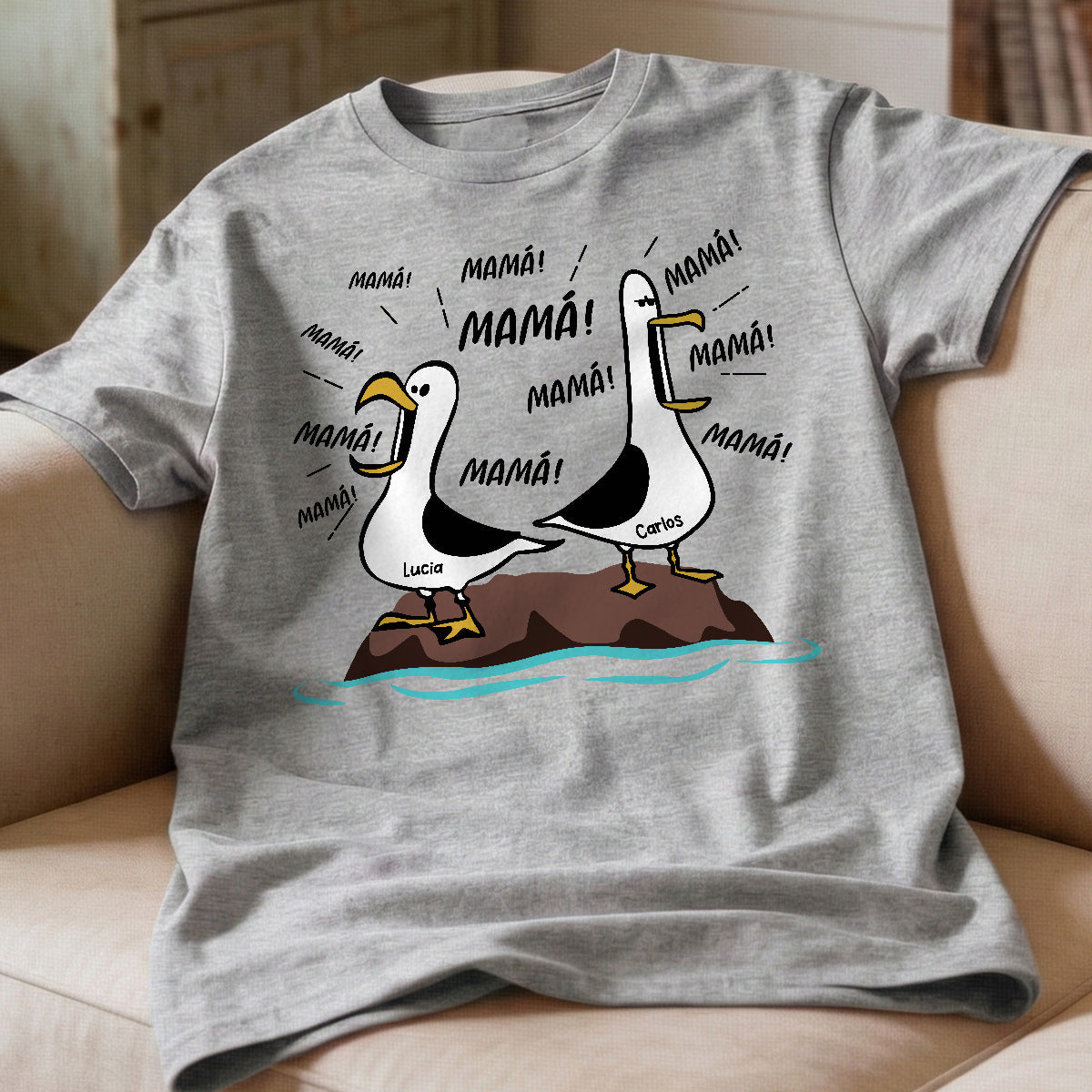 Gaviota Mamá Mamá Mamá - Camiseta Personalizada - Regalo Divertido del Día de la Madre para Mamá