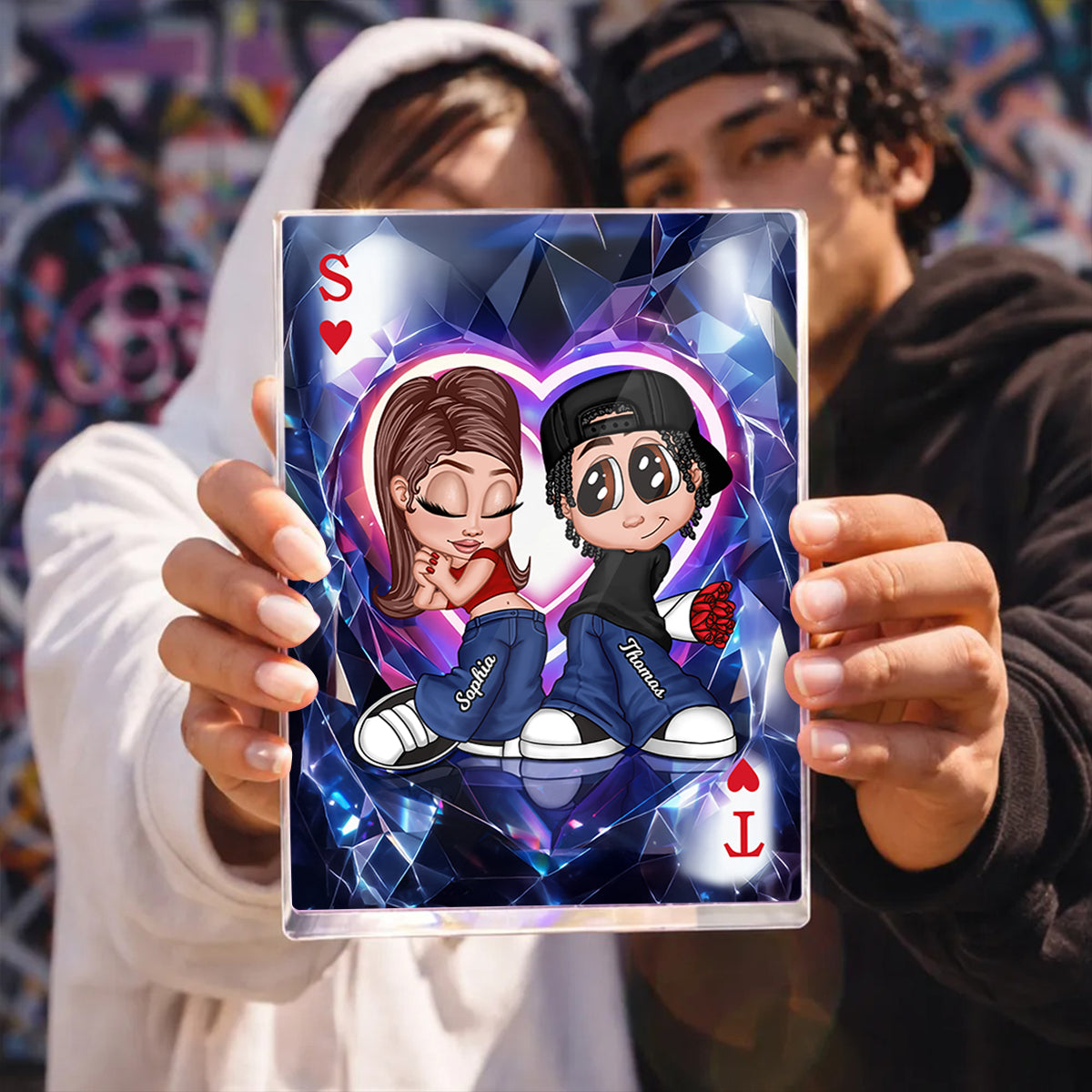 Y2K Couple King Queen Card - Personalized Acrylic Block Plaque - Heartfelt Valentine's Day Gift for Her, for Him