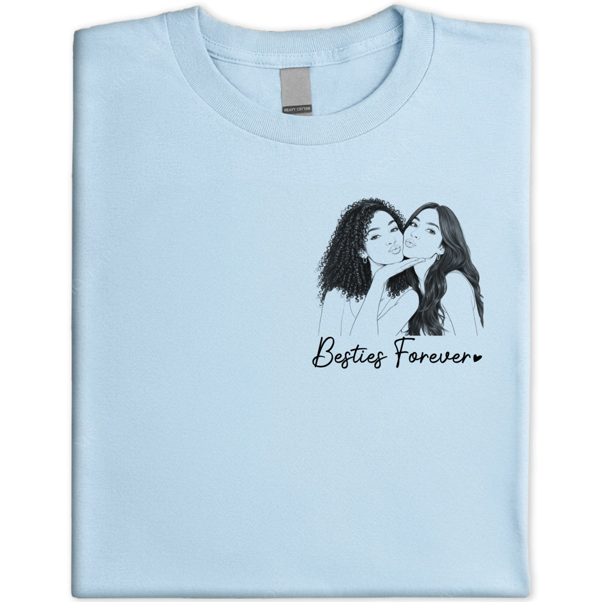 Sketch Style Besties Forever Custom Photo - Personalized Shirt - Birthday Gift, Gift For Best Friends