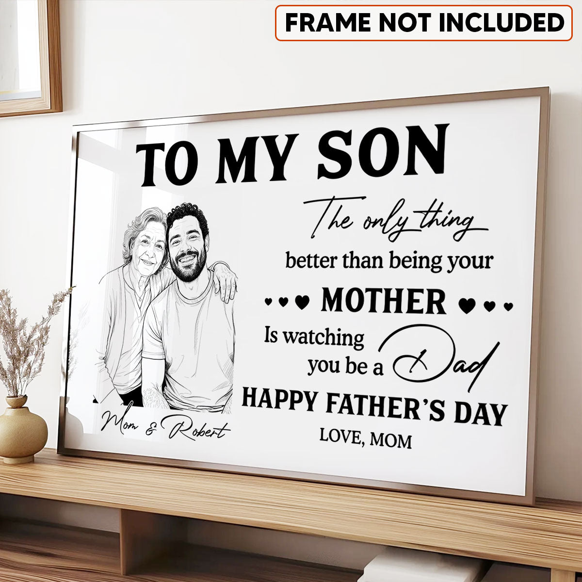 Pencil Sketch Art Style To My Son From Mom - Personalized Poster - Father's Day Gift For Son