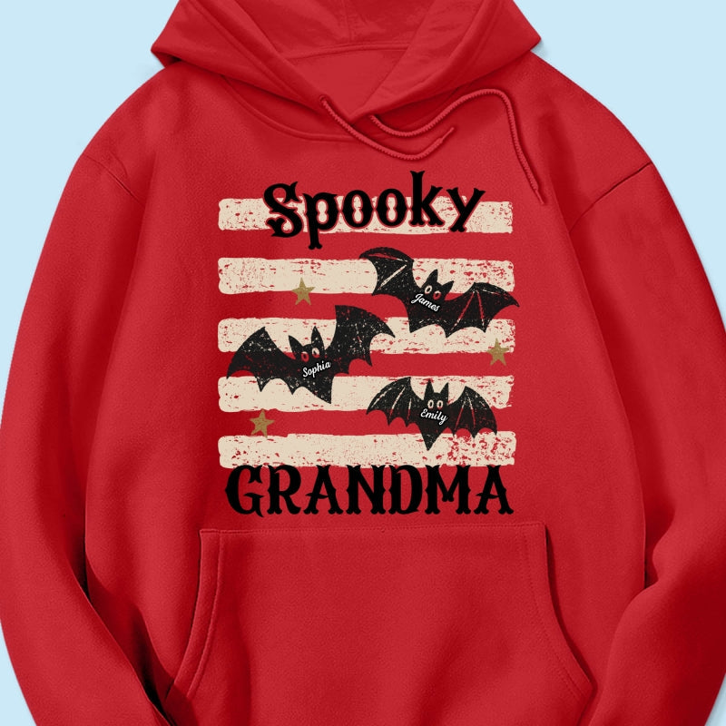 Spooky Grandma Little Bats Stripes - Personalized Shirt - Halloween Gift For Grandma