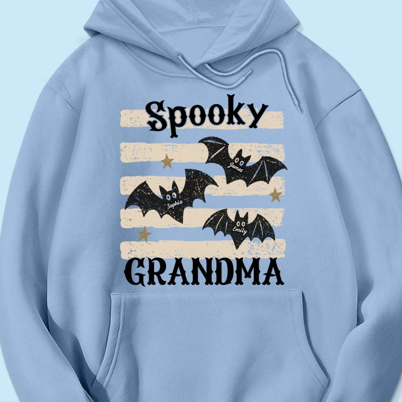 Spooky Grandma Little Bats Stripes - Personalized Shirt - Halloween Gift For Grandma