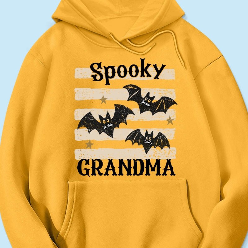 Spooky Grandma Little Bats Stripes - Personalized Shirt - Halloween Gift For Grandma