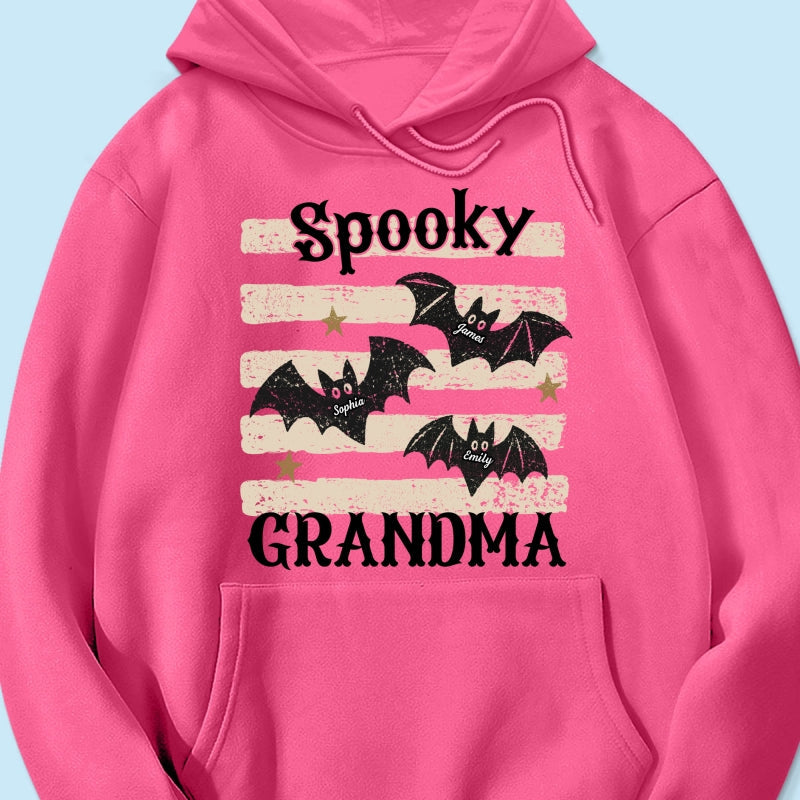 Spooky Grandma Little Bats Stripes - Personalized Shirt - Halloween Gift For Grandma