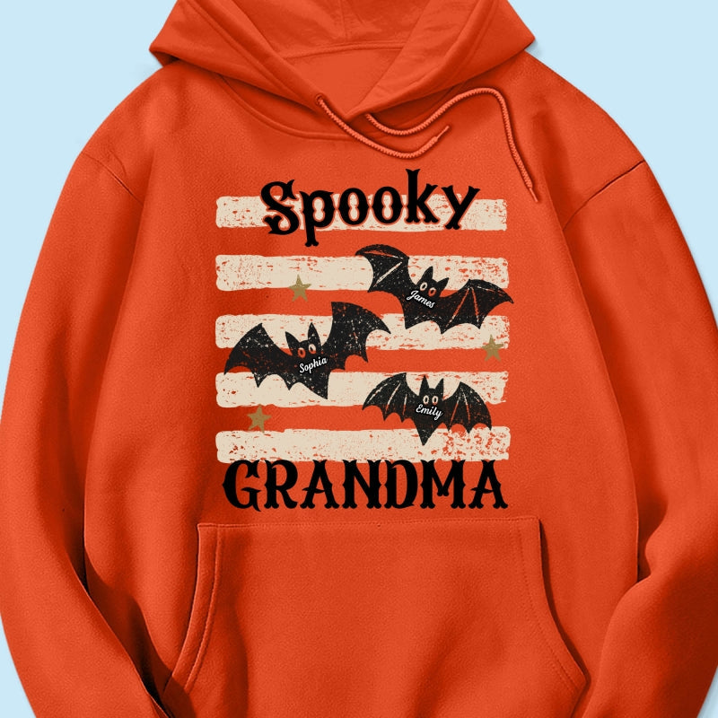 Spooky Grandma Little Bats Stripes - Personalized Shirt - Halloween Gift For Grandma