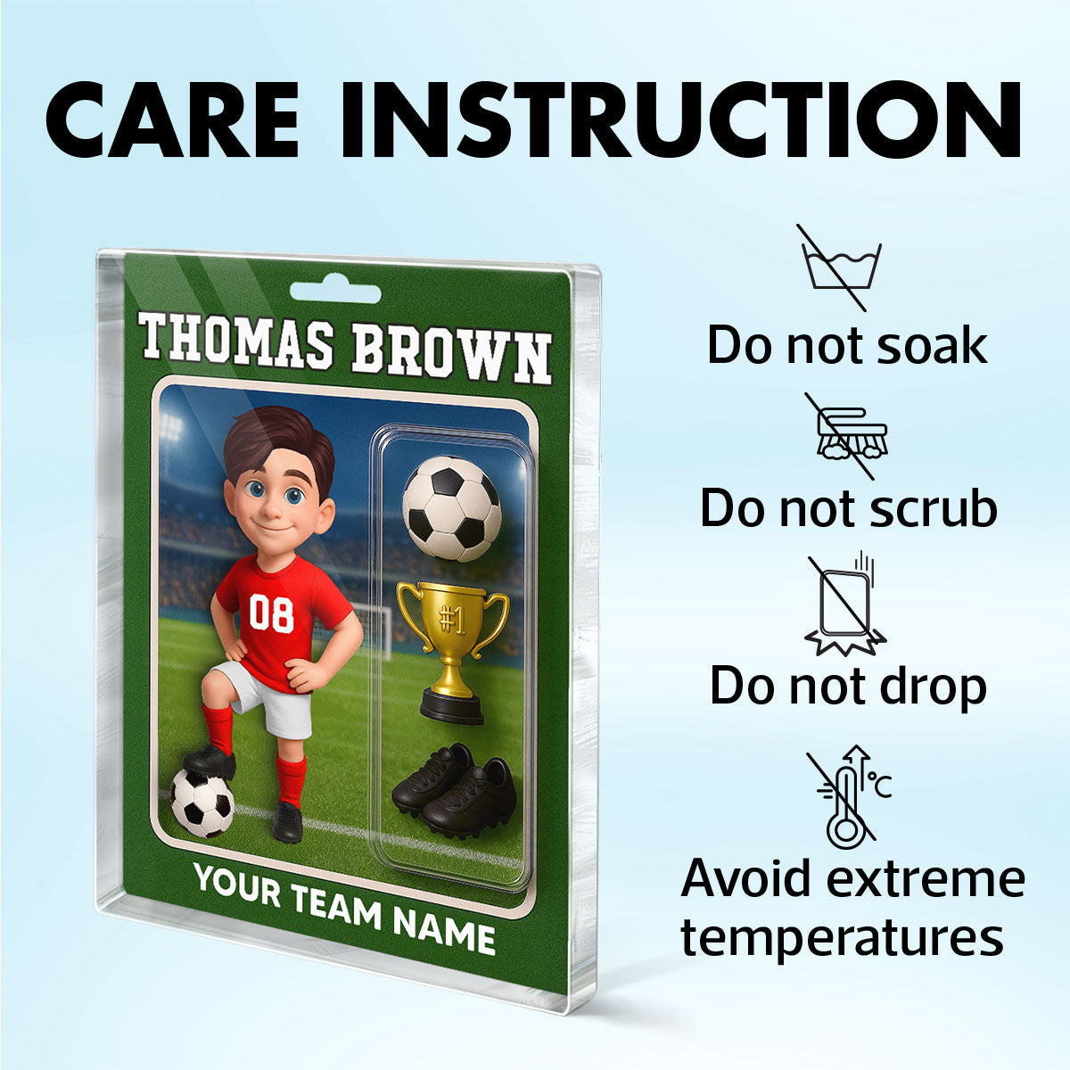 3D Effect Soccer Players Custom Figure Style - Personalized Acrylic Block Plaque - Christmas Gift For Soccer Players
