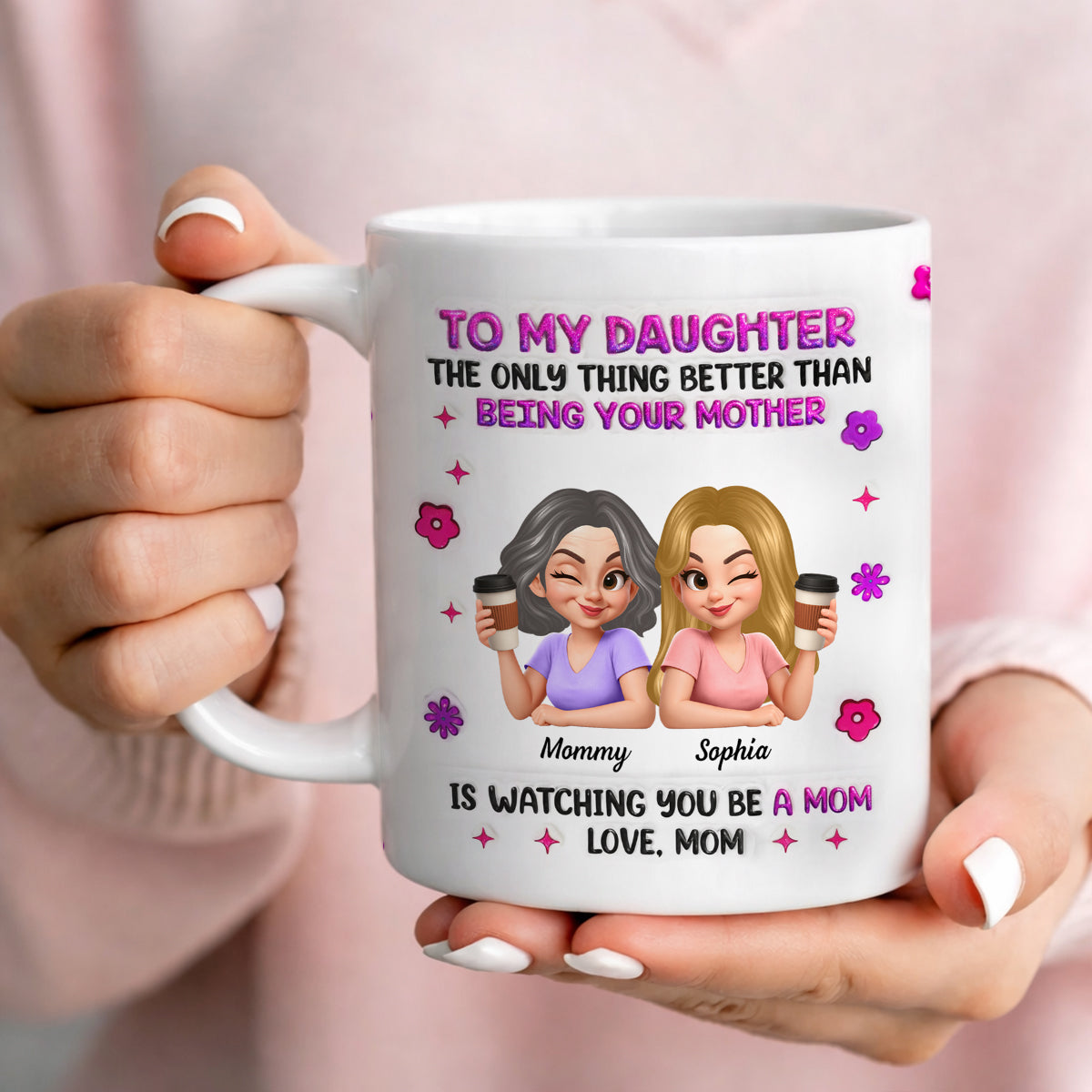 Watching You Be A Mom Mother Daughter - Personalized Mug - Heartfelt Mother's Day Gift for Daughter