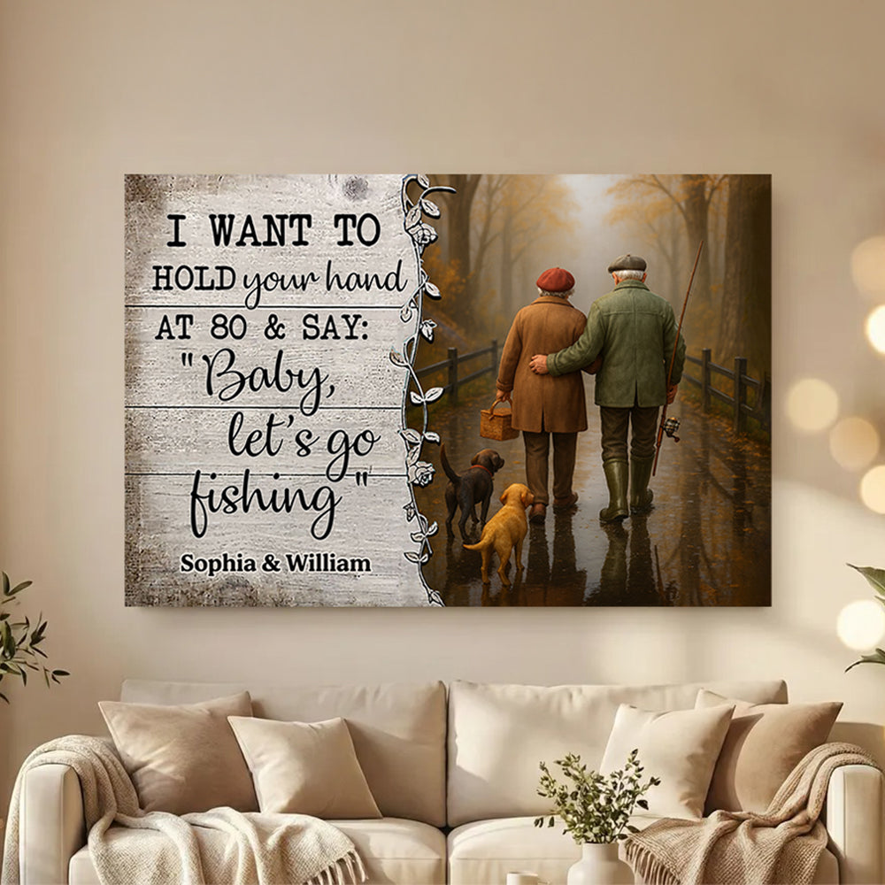 Baby Let's Go Fishing Old Couple - Personalized Poster - Heartwarming Gift For Him, For Her, For Couple