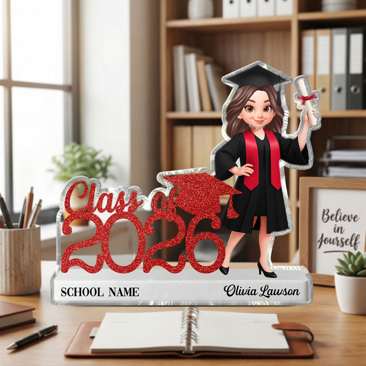 Class Of 2026 2027 Keepsake - Personalized Acrylic Block Plaque - Graduation Gift For Graduates, Daughter, Son