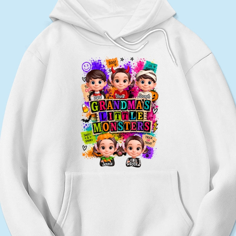 Horror Night Grandkids Grandma Little Monsters - Personalized Shirt - Halloween Gift, Gift For Grandma