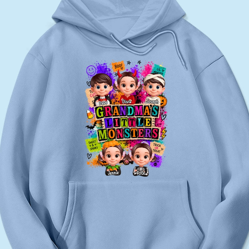 Horror Night Grandkids Grandma Little Monsters - Personalized Shirt - Halloween Gift, Gift For Grandma