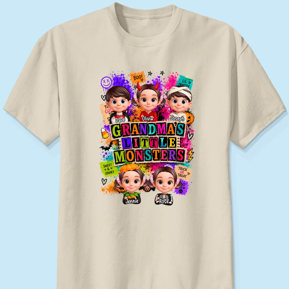 Horror Night Grandkids Grandma Little Monsters - Personalized Shirt - Halloween Gift, Gift For Grandma