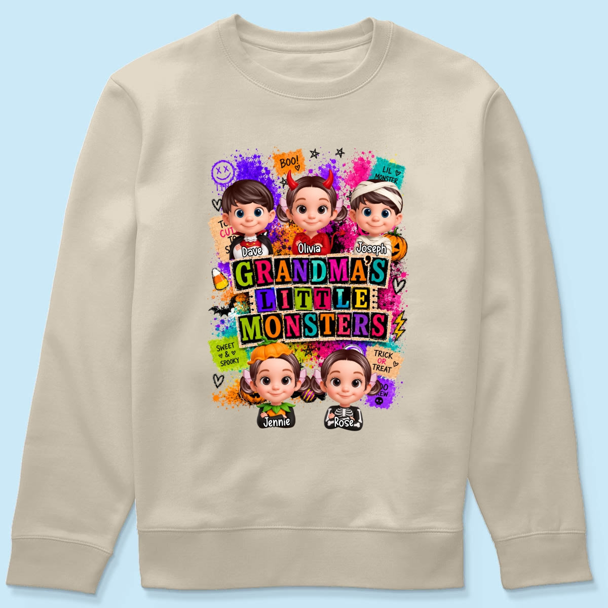 Horror Night Grandkids Grandma Little Monsters - Personalized Shirt - Halloween Gift, Gift For Grandma