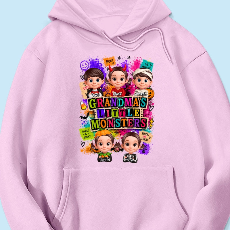 Horror Night Grandkids Grandma Little Monsters - Personalized Shirt - Halloween Gift, Gift For Grandma