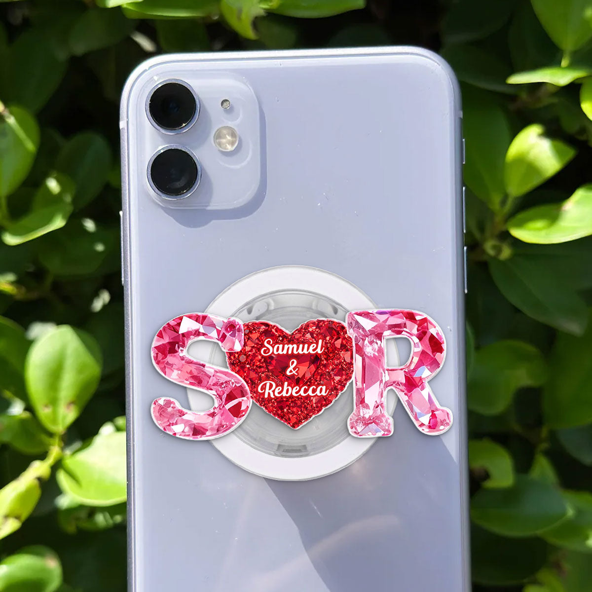 Couple Love Initial - Personalized Acrylic Magnetic Phone Grip - One of a Kind Anniversary Gift for her, for him