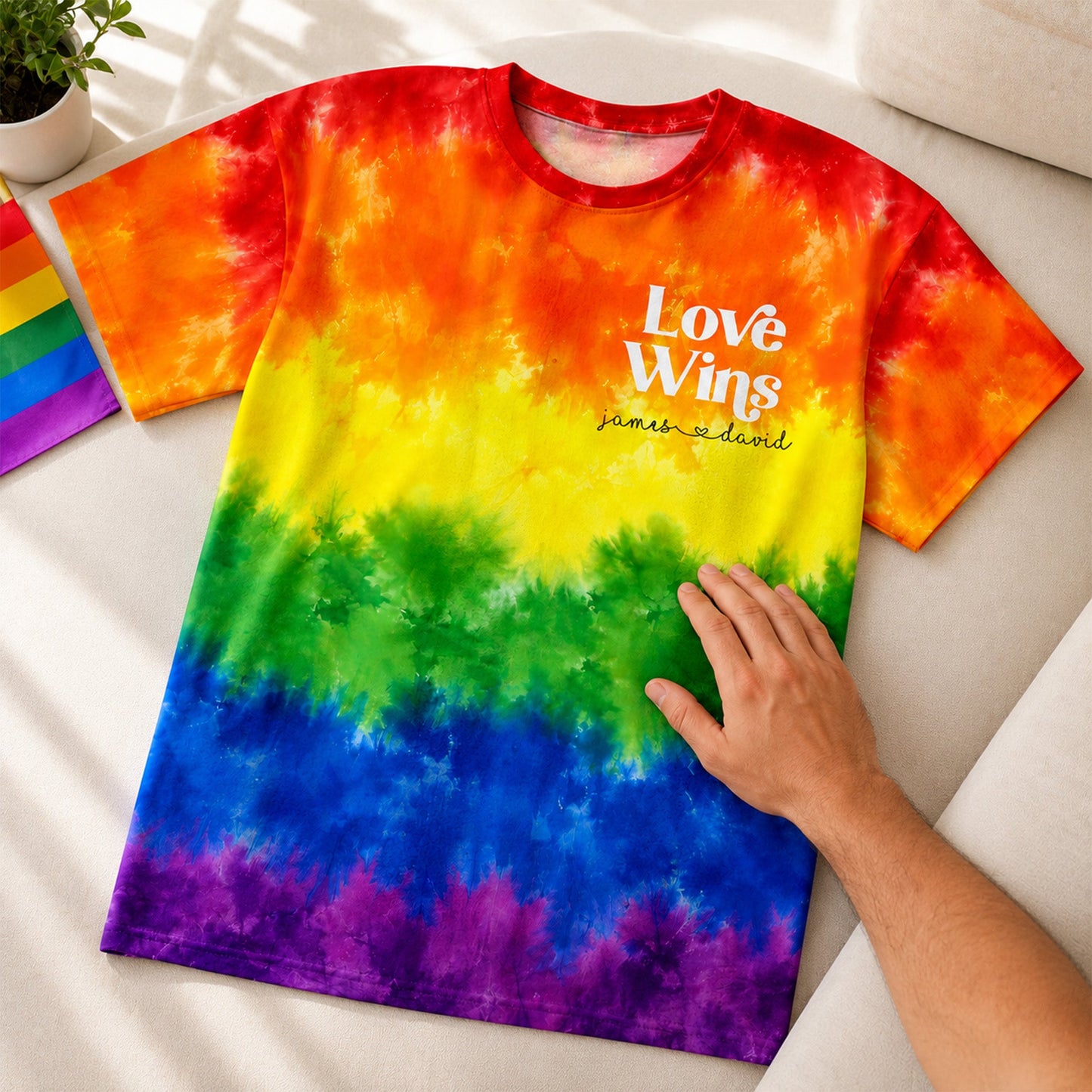 Love Wins Rainbow Tie Dye Pride Theme - Personalized Shirt - Pride Month Keepsake