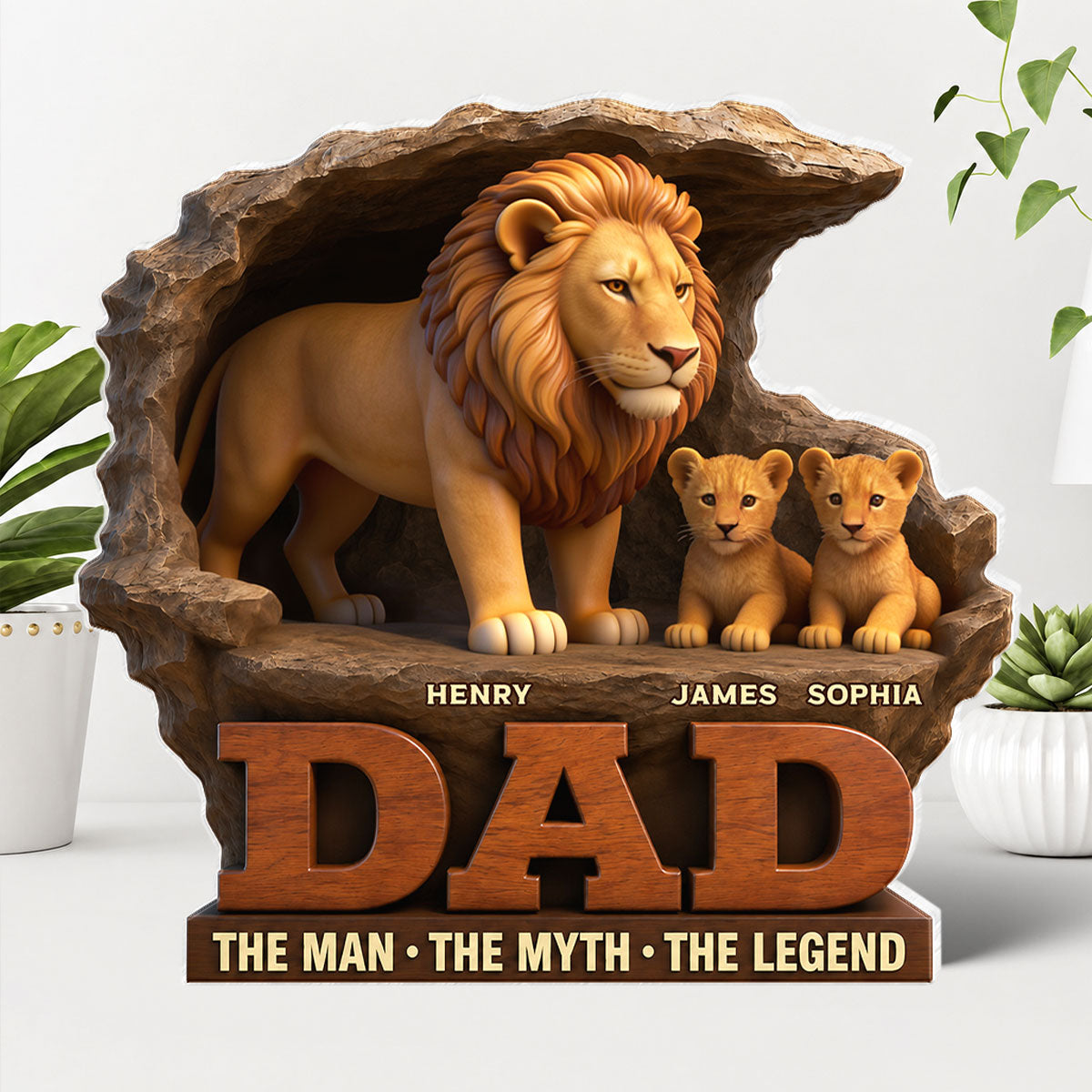 Lion Dad The Man The Myth The Legend - Personalized Acrylic Block Plaque - Cool  Gift For Dad