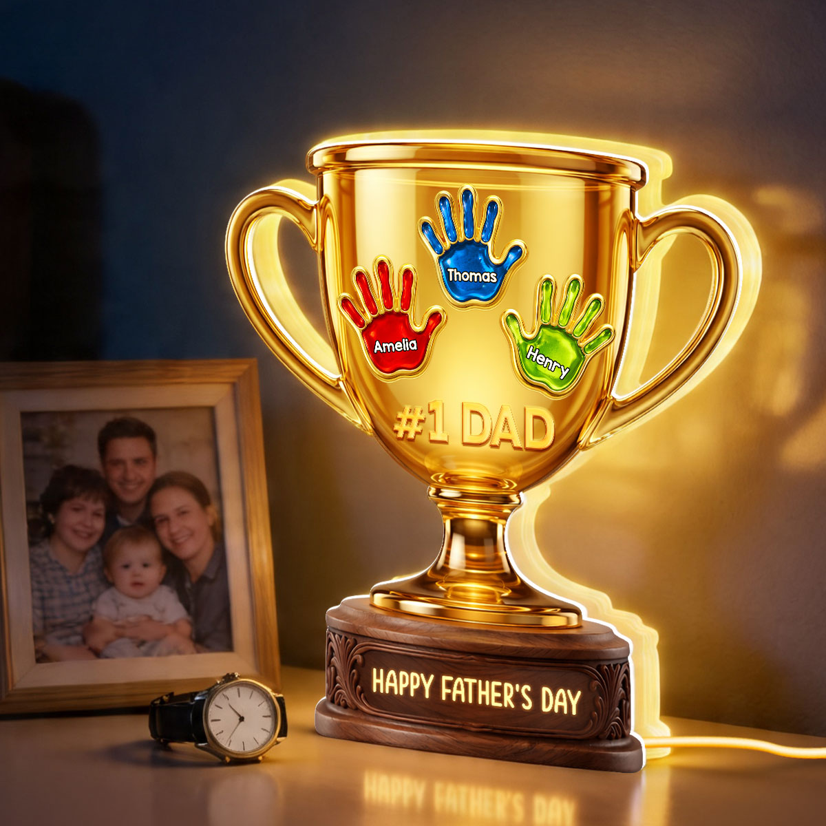 Happy Father's Day #1 Dad, Grandpa - Personalized Light Box - Father's Day Gift for Dad, Grandpa, Husband