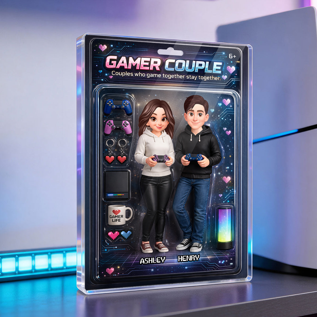 Couples That Game Together Stay Together Custom Action Figure - Personalized Acrylic Block Plaque - Unique Gift for him, for her