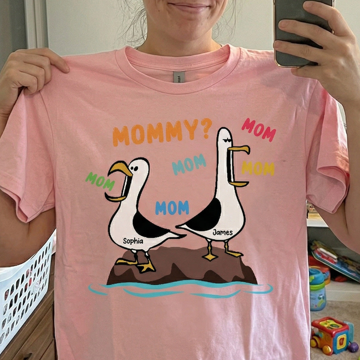 Seagull Mom Mom Mom Colorful - Personalized Shirt - Funny Mother's Day Gift For Mom
