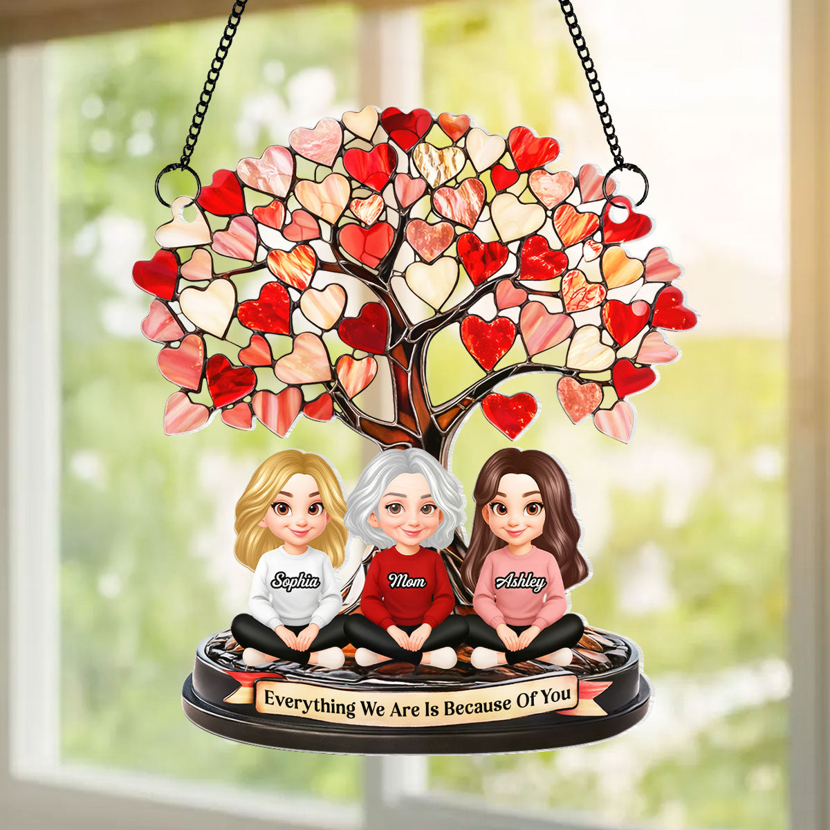 Mom Everything We Are Is Because Of You - Personalized Suncatcher - Heartfelt Mother's Day Gift for Mom