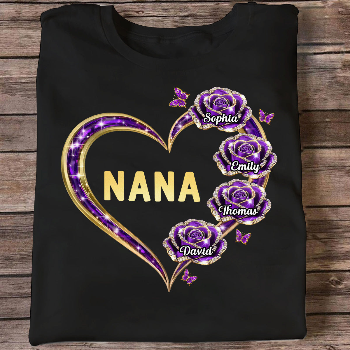 Grandma Rose Heart Custom Kids Names - Personalized Shirt - Gift For Grandma, Mom