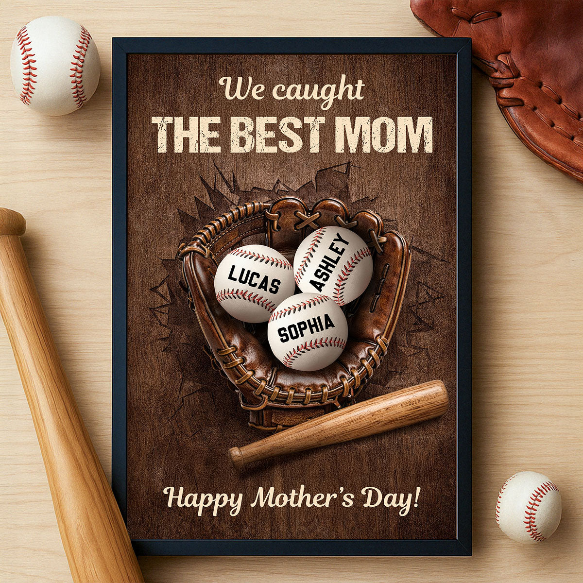 Happy Mother's Day Baseball Mom - Personalized Poster - Heartfelt Mother's Day Gift for Mom, Wife