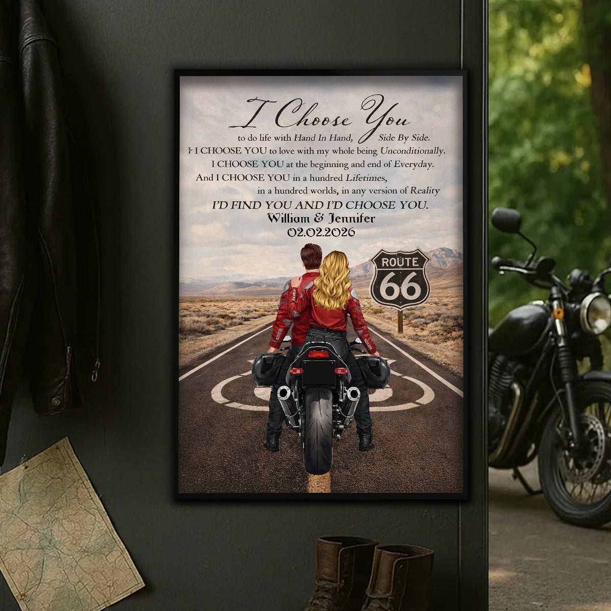 I Choose You Biker Couples - Personalized Poster - Sentimental Anniversary Gift for him, for her
