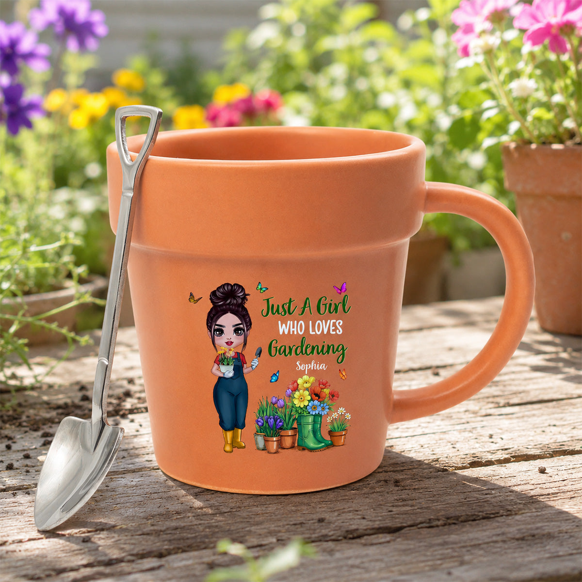 Just A Girl Who Loves Gardening - Personalized Plant Pot Ceramic Mug - Gift For Gardening Lovers
