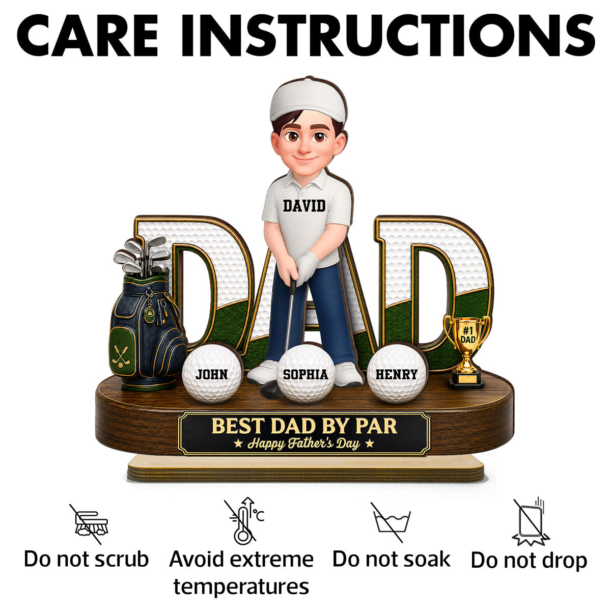Golf Dad Legend Best Dad By Par - Personalized 2-Layered Wooden Plaque -  Gift For Dad