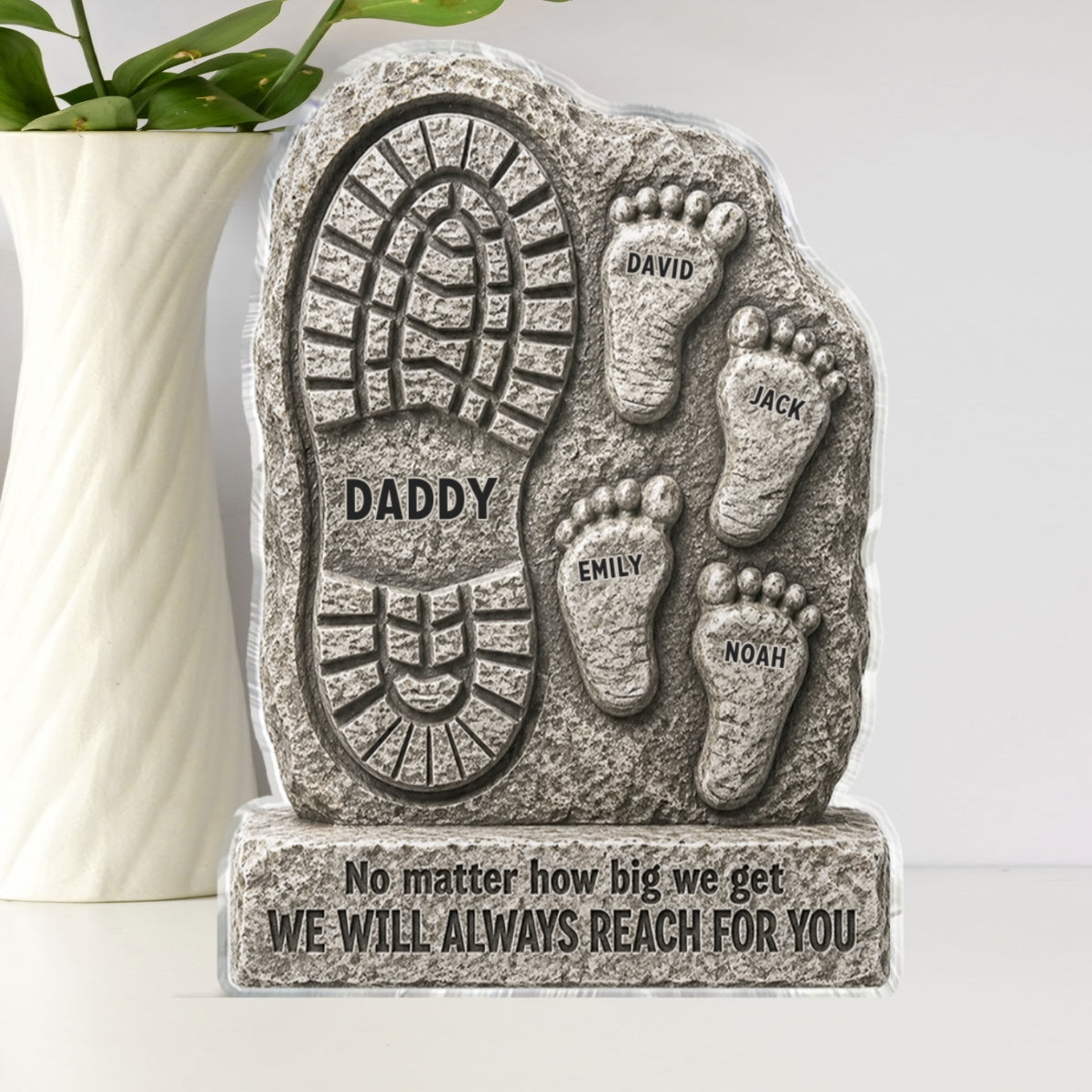 No Matter How Big We Get Always Reach For You Dad - Personalized Acrylic Block Plaque - Heartfelt  Gift For Dad, Husband