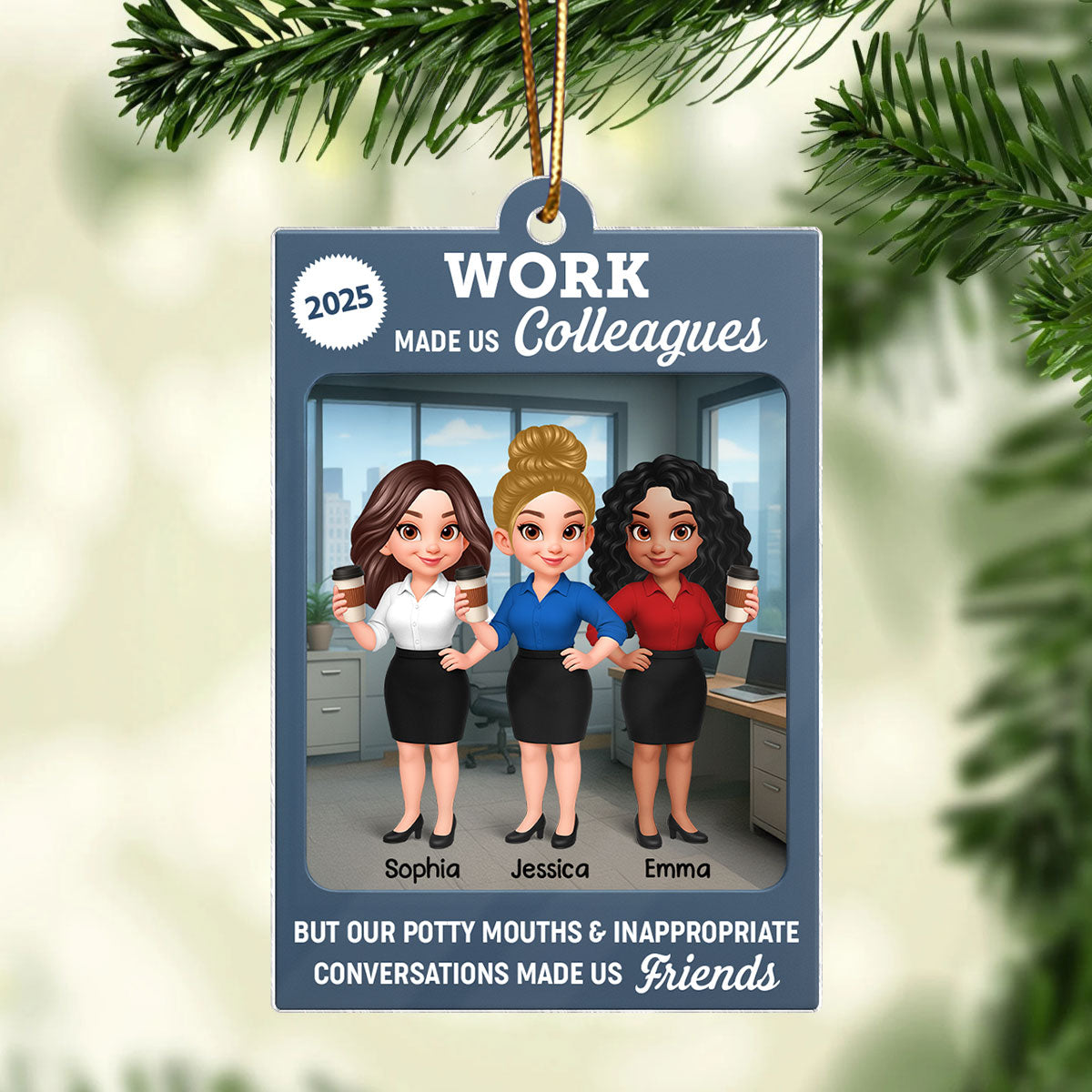 Work Besties Action Figure Toy Box 3D Effect - Personalized Acrylic Ornament - Christmas gift For Coworkers Colleagues